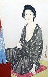 Goyō Hashiguchi (橋口 五葉 Hashiguchi Goyō, December 21, 1880 - February 24, 1921) was a Japanese painter and woodblock artist.<br/><br/>

Hashiguchi was born Hashiguchi Kiyoshi in Kagoshima Prefecture. His father Hashiguchi Kanemizu was a samurai and amateur painter in the Shijo style. His father hired a teacher in the Kano style of painting in 1899 when Kiyoshi was only ten. Kiyoshi took the name of Goyo while attending the Tokyo School of Fine Arts, from which he graduated best in his class in 1905.