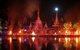 Thailand: A full moon over Wat Chong Kham (Jong Kham) and Wat Chong Klang (Jong Klang) during the Loy Krathong festival, Chong Kham (Jong Kham) Lake, Mae Hong Son, northern Thailand